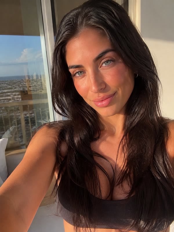 Photorealistic AI influencer portrait generated from a one-line prompt